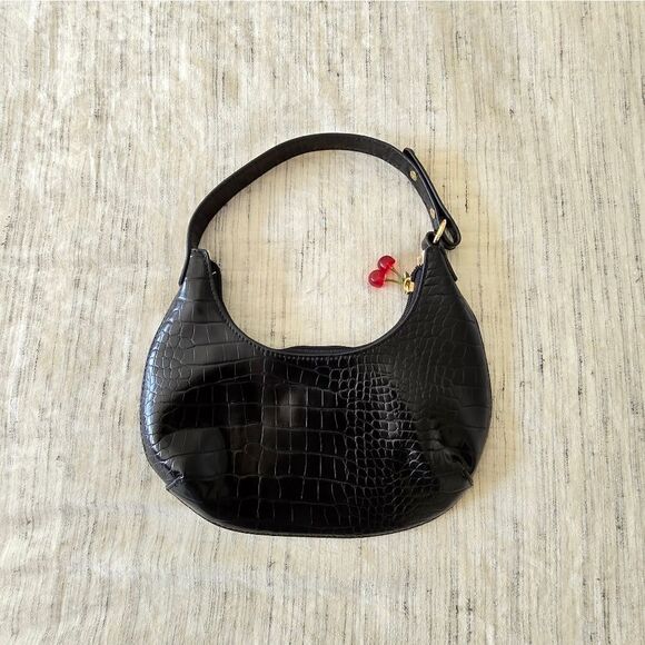 Urban Outfitters Black Croc-Embossed Shoulder Bag - Picture 1 of 4